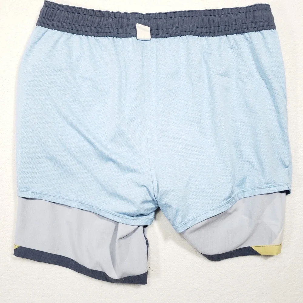 Fair Harbor Swim Trunks Men XXL Blue Yellow Colorblock Lined Hybrid Shorts‎